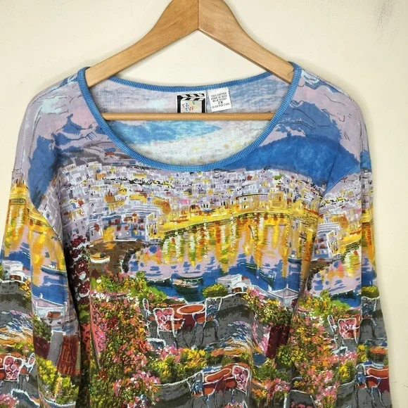 Take Two Scenic Floral Print Sequin Embellished Tee Art to Wear - Picture 2 of 11